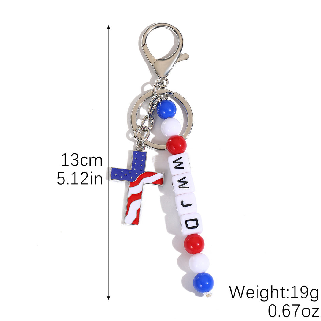 Unisex keychain with letter beads and American star pendant Bowlift