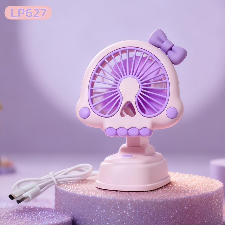 Ladies Portable Table Fan in playful skull design Bowlift