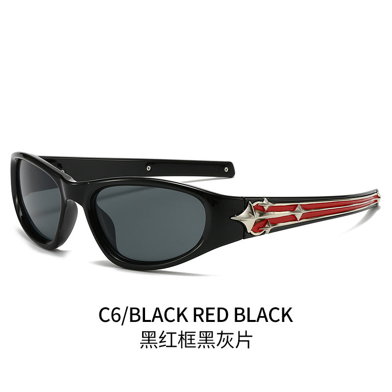 Women's sporty sunglasses in a modern design with a stylish metal frame Bowlift