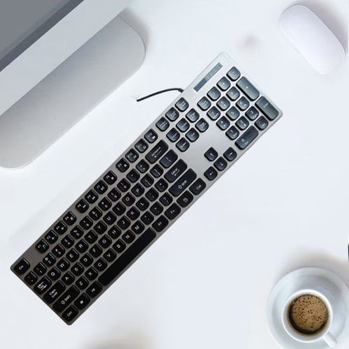 Wired Multimedia Keyboard with Ergonomic Design Bowlift