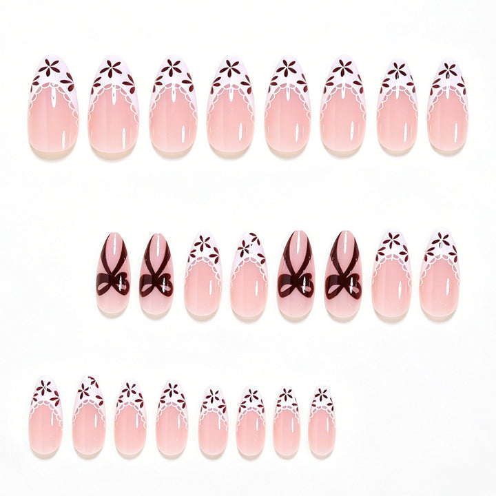 Elegant Floral Accent Press-On Nail Art Bowlift