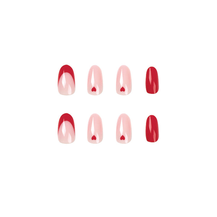 Elegant Nail Extensions with Heart Design Bowlift
