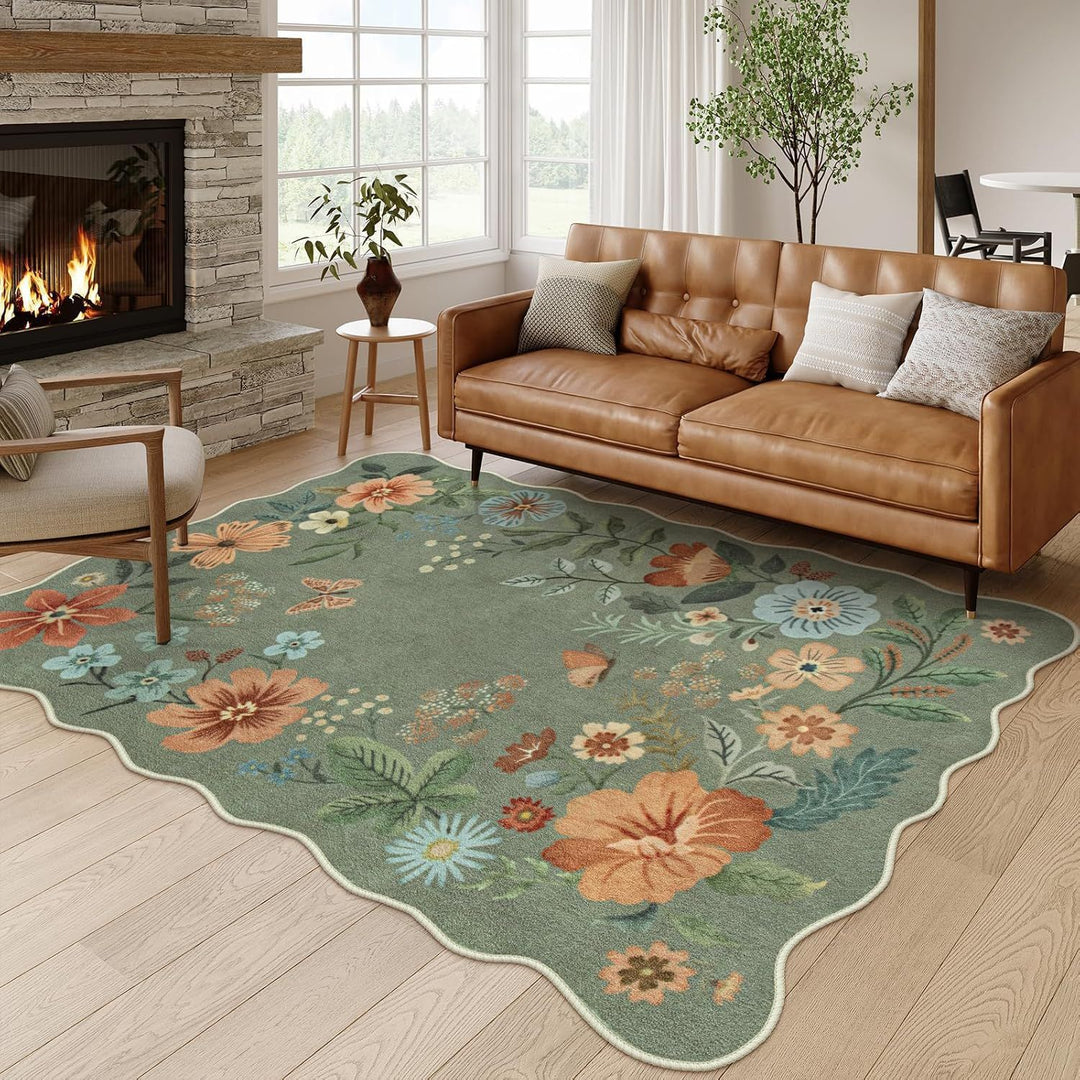 Floral Pattern Area Rug Bowlift