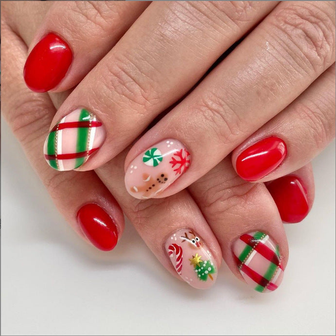 Festive Holiday-Themed Press-On Nail Set Bowlift