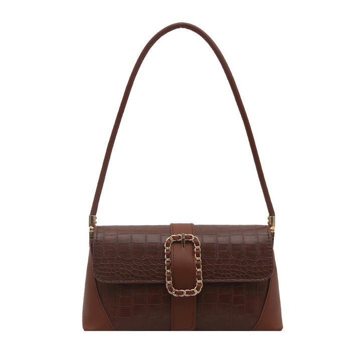 Crocodile Patterned Chain Strap Handbag Bowlift