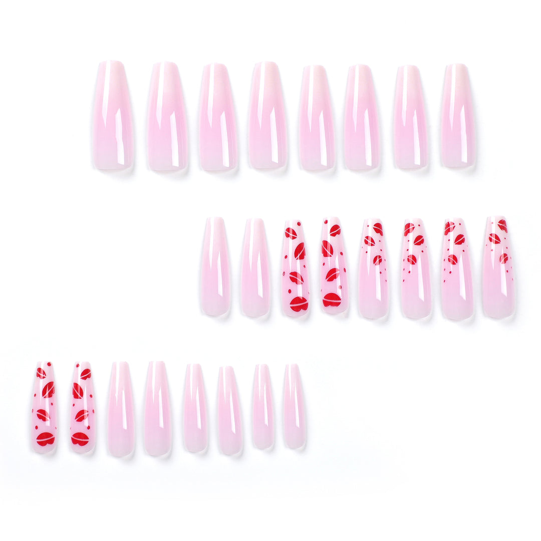 Artistic stiletto nails with lip motifs Bowlift