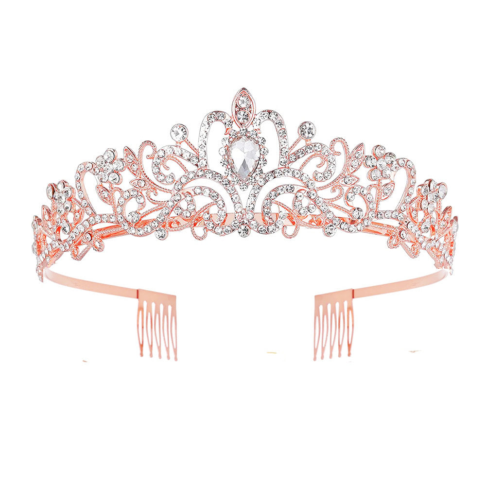 Ladies Sparkling Crystal Tiara with Filigree Design Bowlift