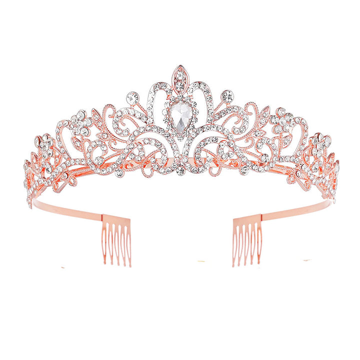 Ladies Sparkling Crystal Tiara with Filigree Design Bowlift