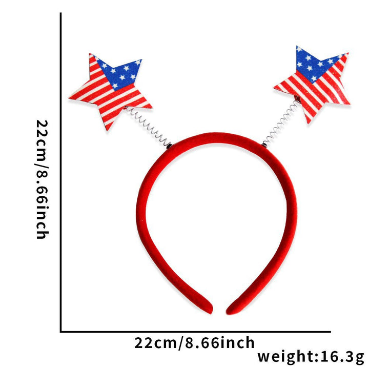Women's Independence Day patriotic pompom headband with tinsel star toppers Bowlift