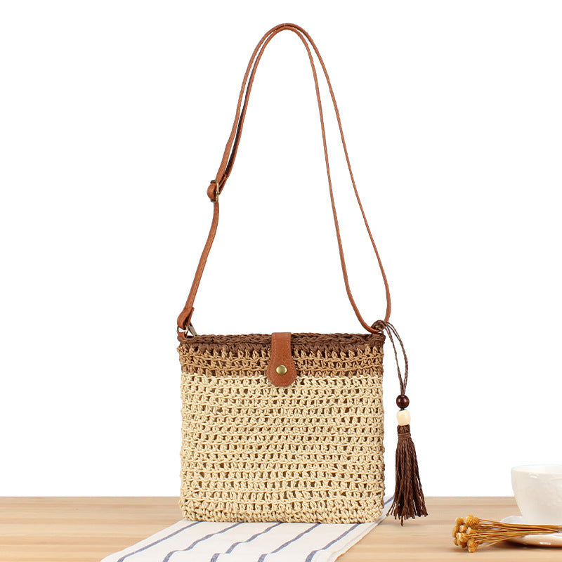 Handmade shoulder bag with tassels and leather accents Bowlift