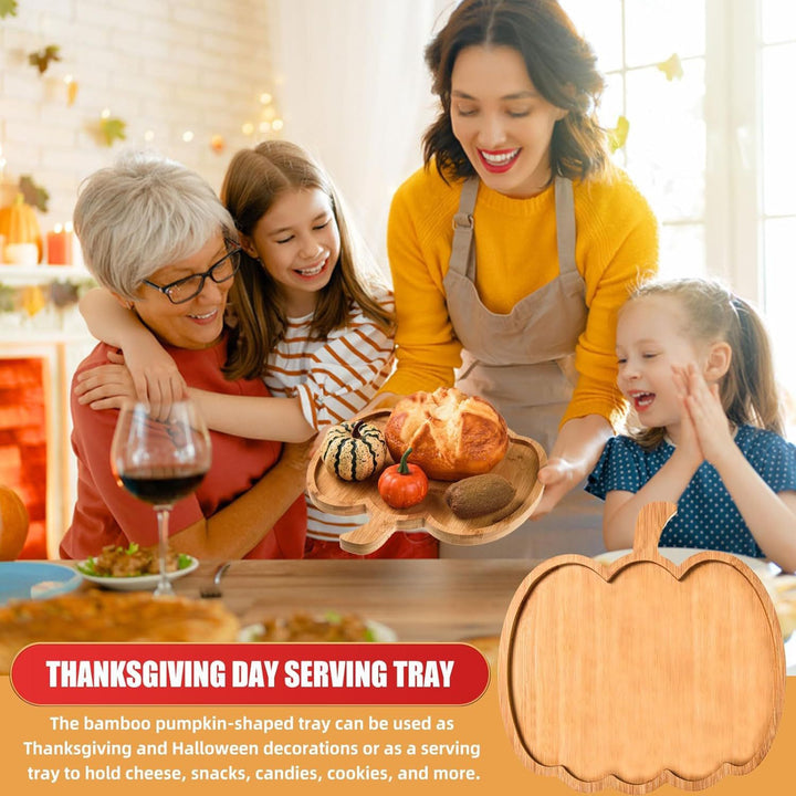Pumpkin-Shaped Bamboo Serving and Cutting Board Bowlift