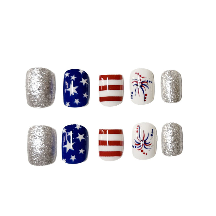 Patriotic Themed Press-On Nail Art Set Bowlift