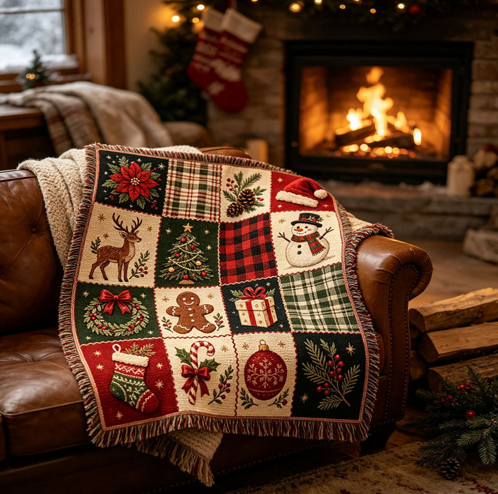 Cozy Holiday-Themed Throw Blanket