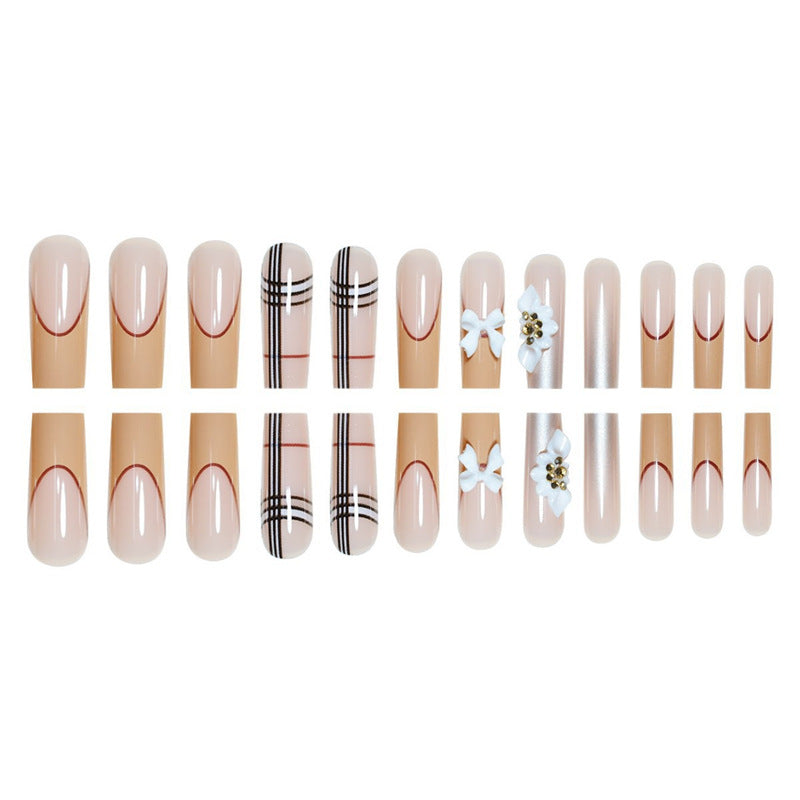 Artistic Designer Long Press-On Nails Bowlift