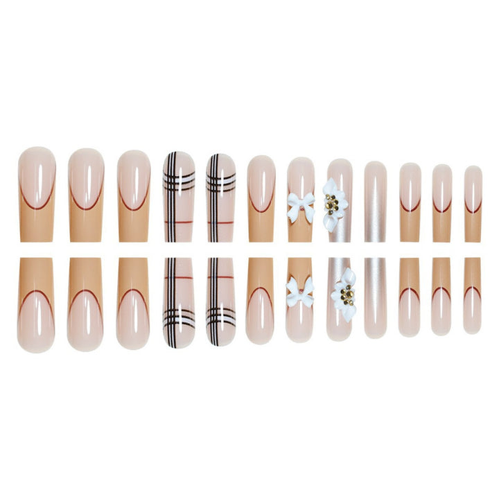 Artistic Designer Long Press-On Nails Bowlift
