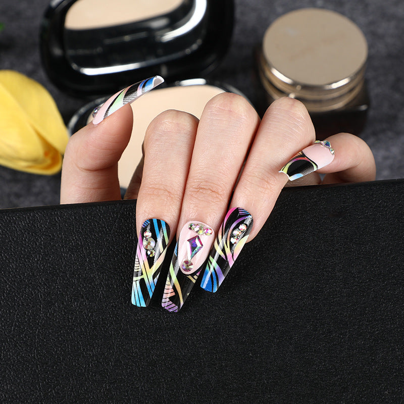 Artificial nail tips with colorful abstract design Bowlift