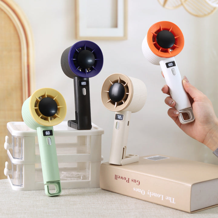 Unisex Portable Hand Fan with LCD Display and USB Charging Function Bowlift