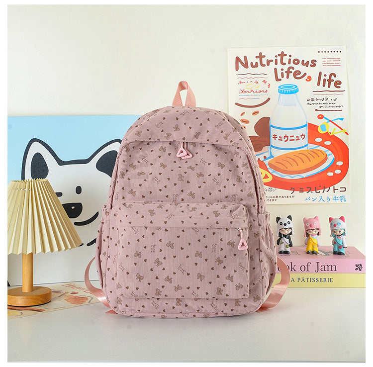 Stylish Heart-Print Casual Backpack