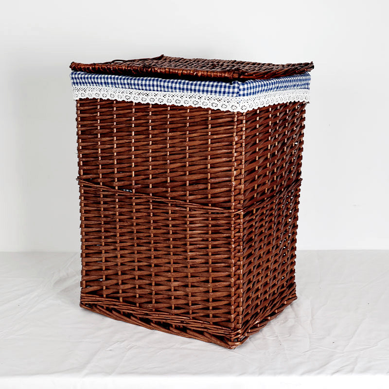 Women's laundry basket with decorative checkered fabric and practical lid Bowlift