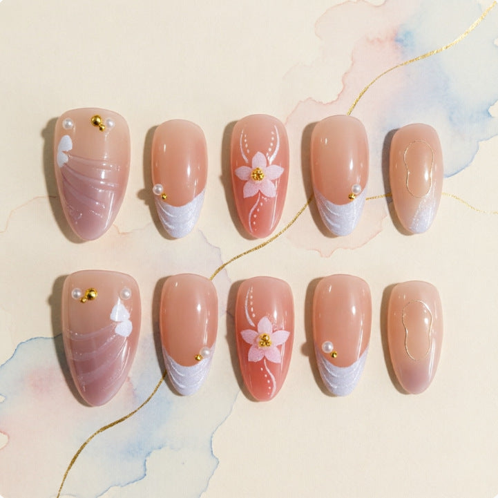 Artificial nails with floral details Bowlift