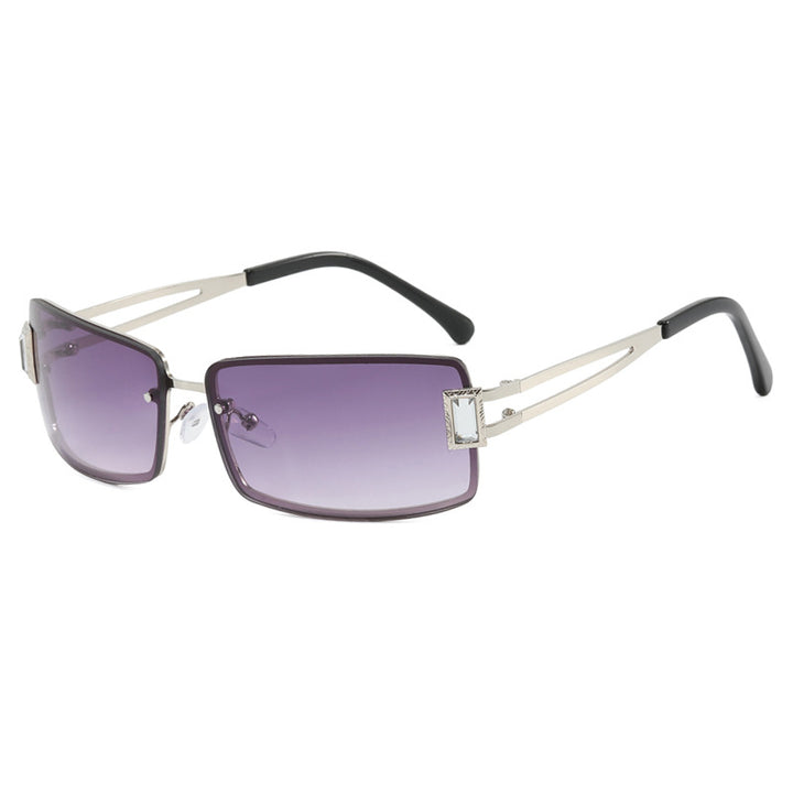 Ladies stylish sunglasses with elegant trapezoidal lenses and filigree metal frame Bowlift