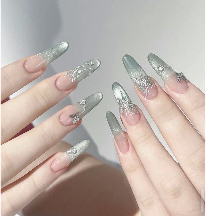 Artistic Floral Design Press-On Nail Set Bowlift