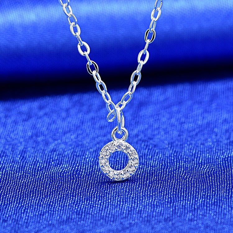 Dainty Pavé Cubic Zirconia Initial A Pendant Necklace Silver-Tone Chain Bowlift