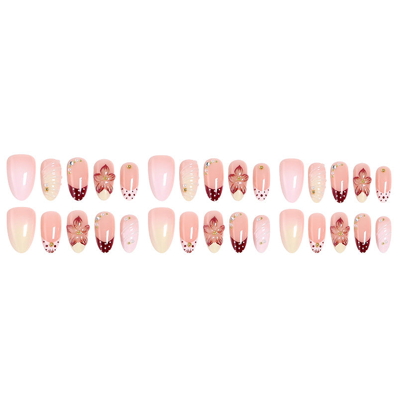 Elegant artificial nails set with floral accents Bowlift