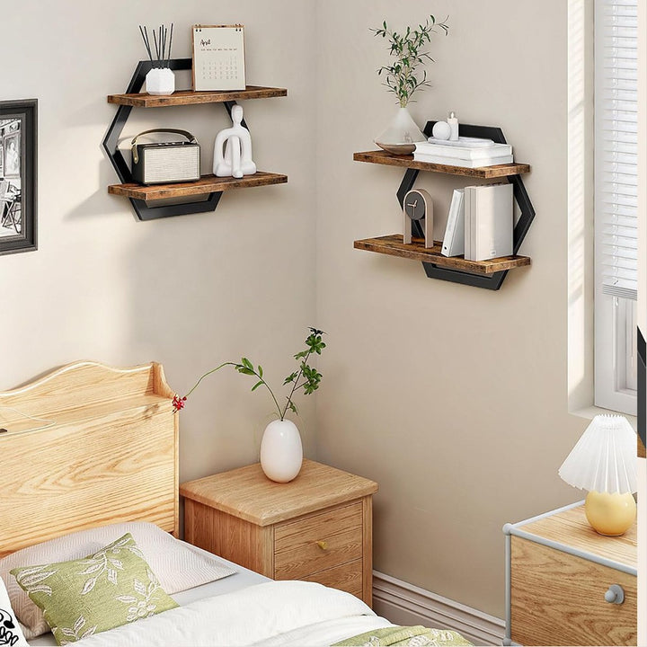 Wall shelf with modern honeycomb design Bowlift