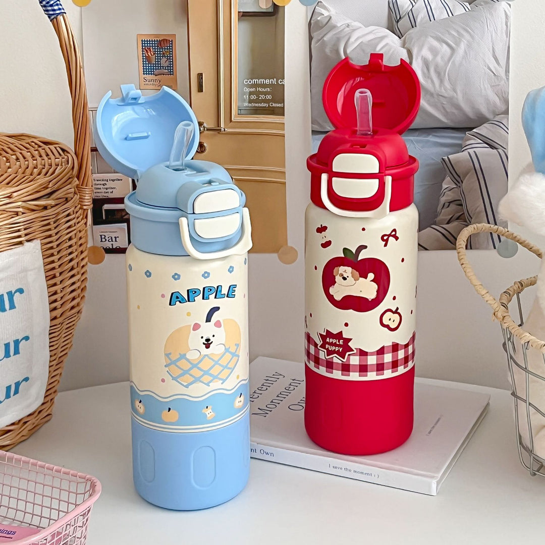 Ladies Insulated Water Bottle with Cheerful Dog Design Bowlift