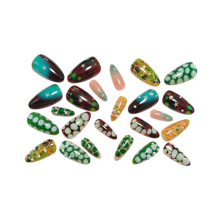 Creative artificial nails with 3D details and unique color accents Bowlift