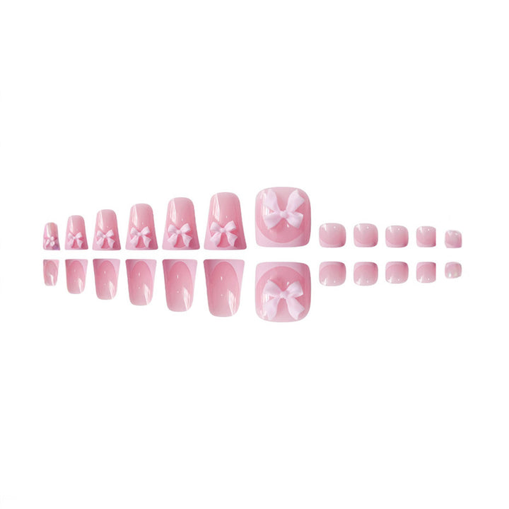 Decorative Press-On Nail Art with Bow Accents Bowlift
