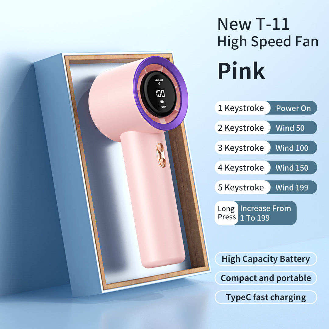 Unisex nan high performance compact rechargeable handheld fan with digital speed display Bowlift