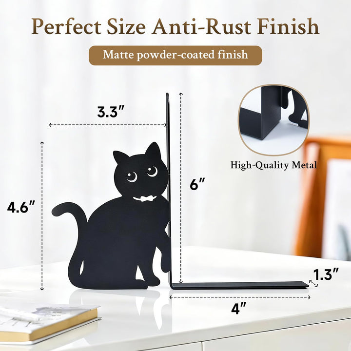 Cat-Shaped Bookend Set