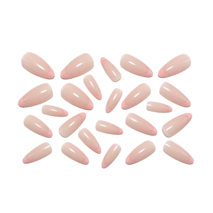 Elegant Stiletto Fake Nails with Filigree French Tip Design Bowlift