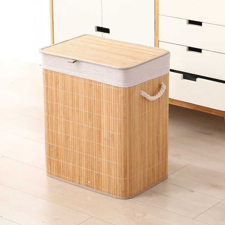 Premium laundry basket with dividers and handcrafted bamboo frame Bowlift