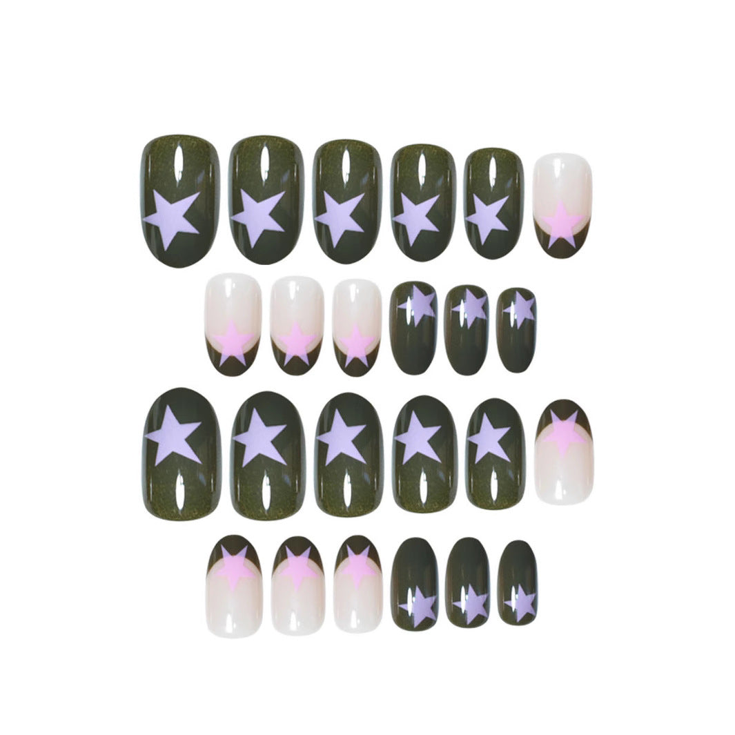 Star-Accented Creative Press-On Nail Set Bowlift