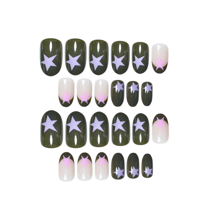 Star-Accented Creative Press-On Nail Set Bowlift