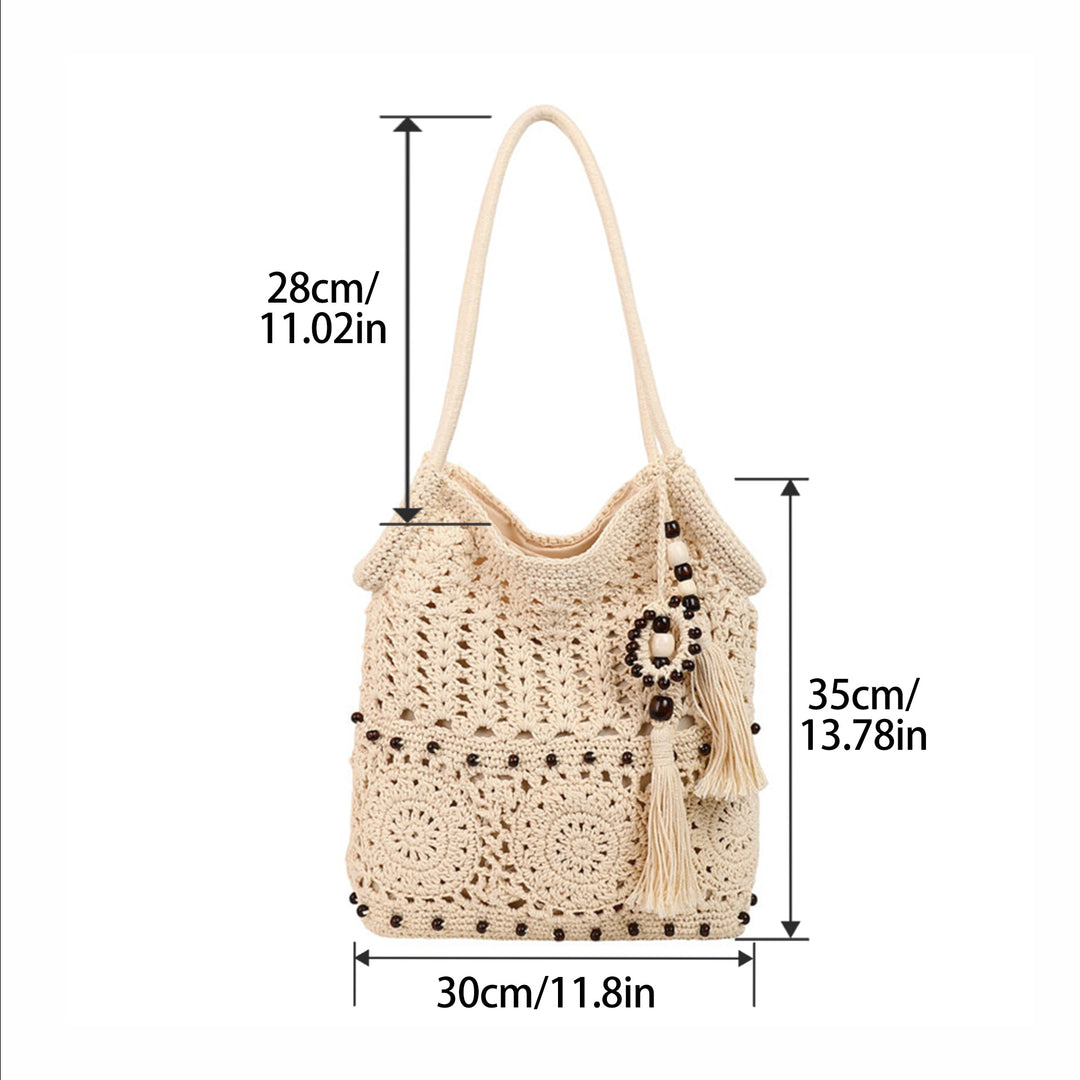 Hand-knotted shoulder bag with playful fringe design Bowlift