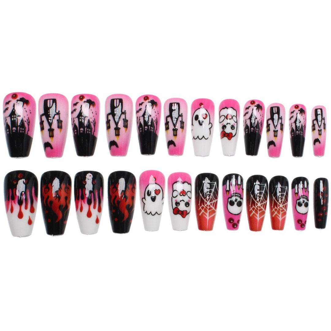 Acrylic nail set with creepy Halloween design and playful motifs Bowlift