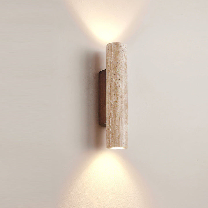 BowLift | Travertine wall lamp in Japandi tube shape