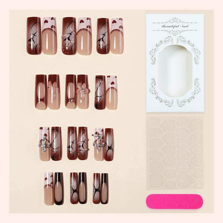 Artificial nail set with romantic flower and heart designs Bowlift