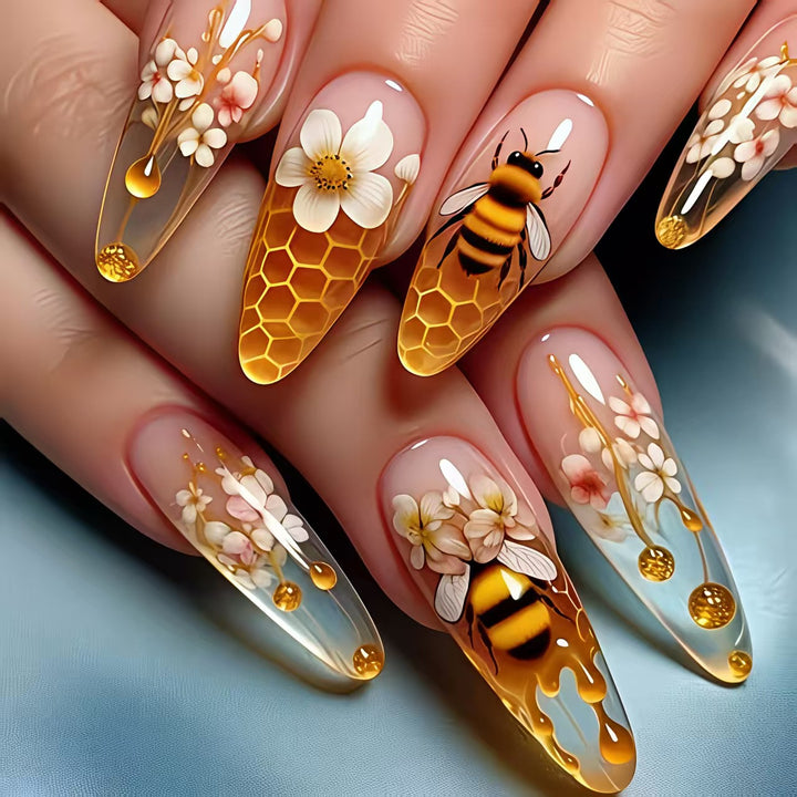 Floral Honeycomb Nail Art Bowlift