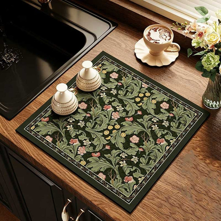 Floral Pattern Kitchen Mat
