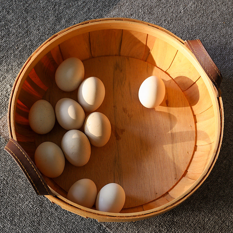 Unisex Handcrafted Basket with Leather Handles Bowlift