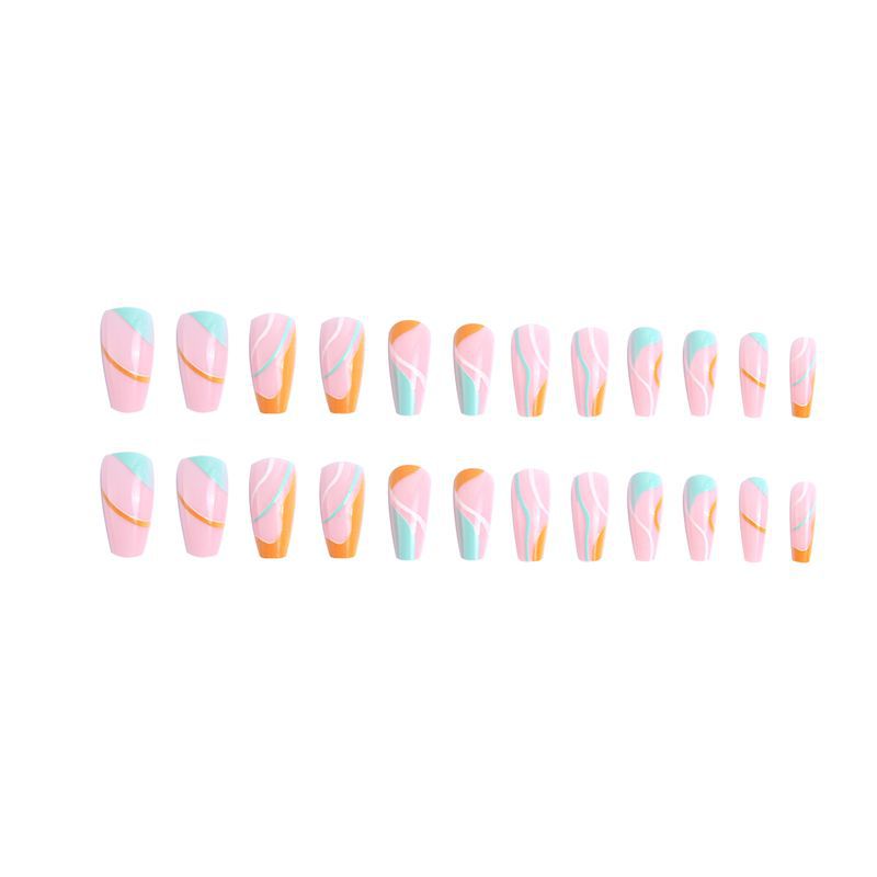 Stylish artificial nails with colorful wave pattern Bowlift