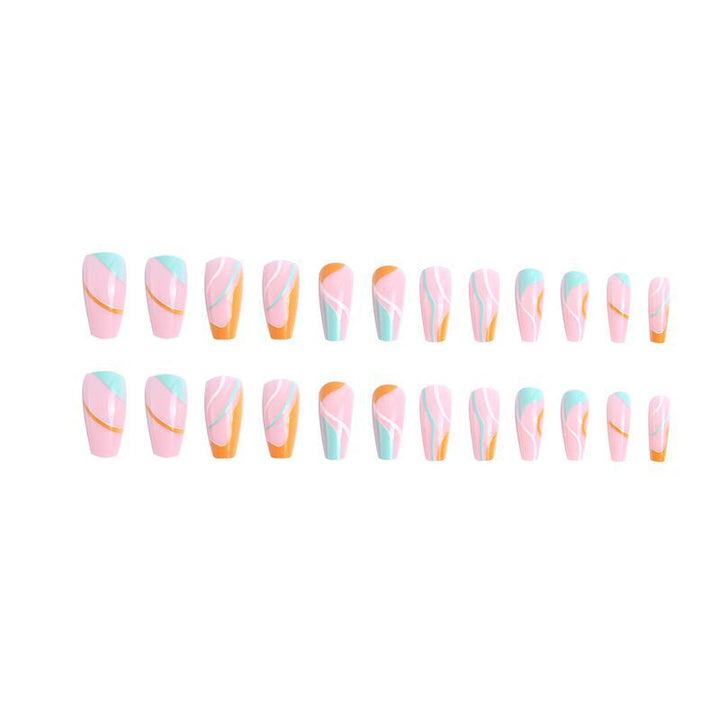 Stylish artificial nails with colorful wave pattern Bowlift