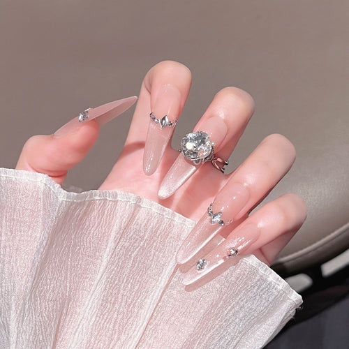 Luxury Glittery Stiletto Nail Extensions Bowlift