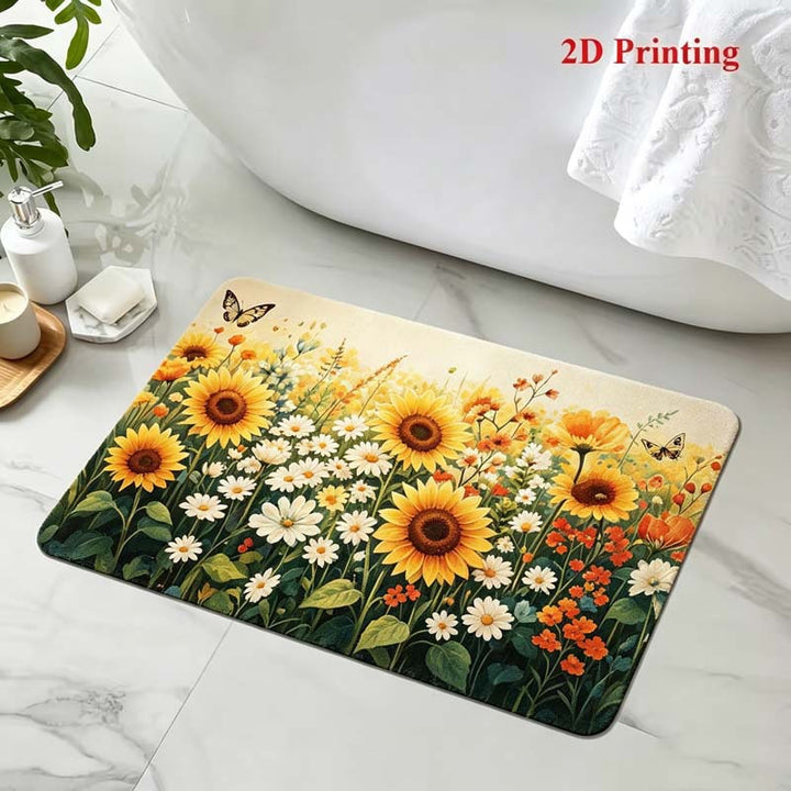 Floral-Themed Comfort Bath Mat Bowlift