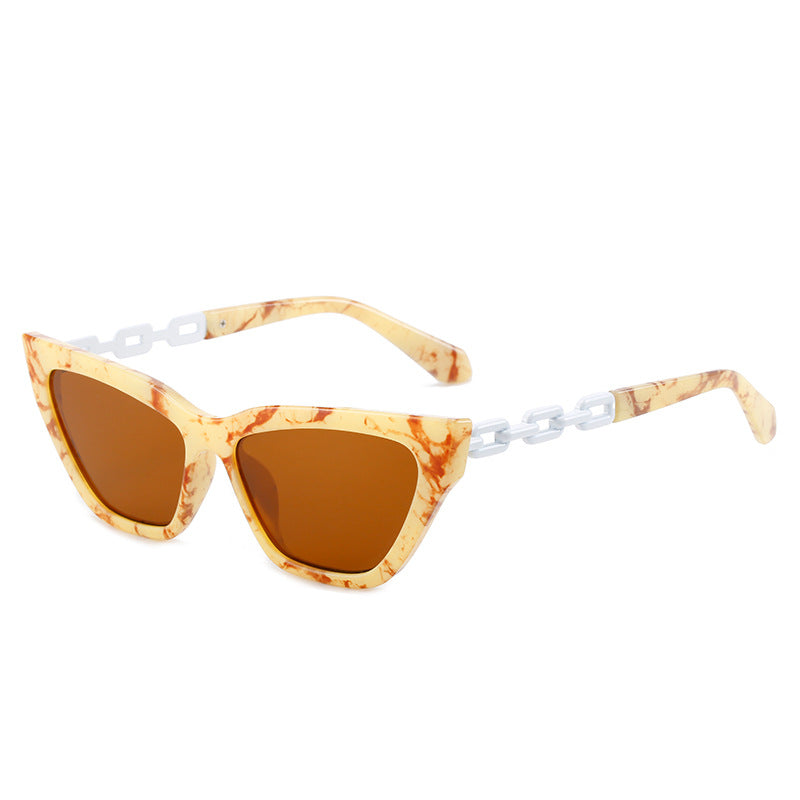 Women's Cat-Eye Sunglasses with Modern Chain Frame Bowlift